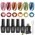Beetles Golden Mirage Cat Eye Gel Nail Polish Set - 6 Colors with Magnet