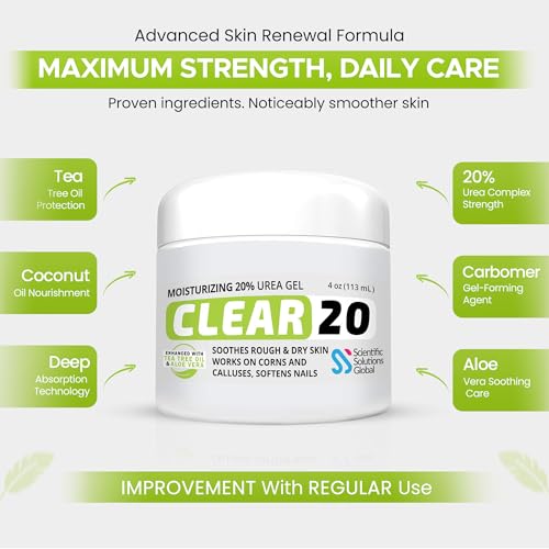 CLEAR 20 Urea Gel 4 oz - Callus & Cracked Heel Remover