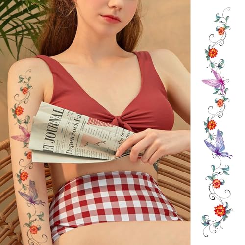CARGEN Temporary Tattoos - Sexy Flowers Vine Butterfly 10 Sheet Set