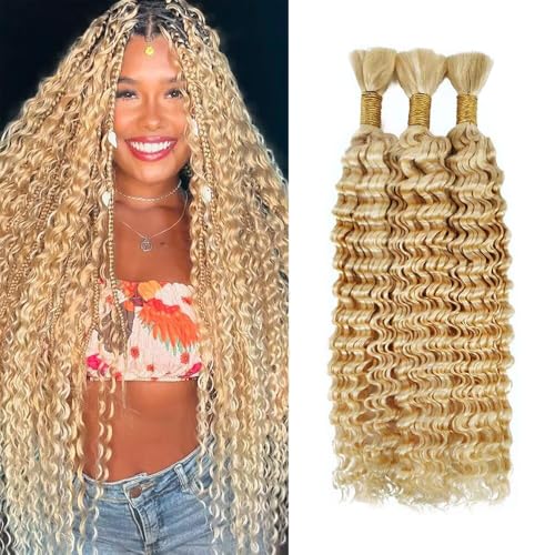 Human Braiding Hair 22 Inch 613 Boho Bulk 3 Bundles