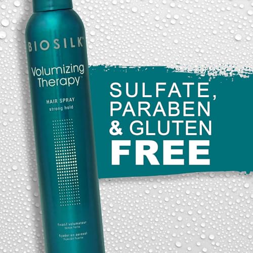 BioSilk Volumizing Therapy Strong Hold Hair Spray, Adds Volume, Strength & Shine, Long-Lasting Style, Silk & Rice Proteins, Sulfate-Free, Paraben-Free, Cruelty-Free, 10?Oz