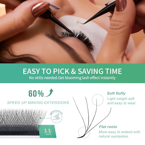 W Eyelash Extensions 4D W Lashes Russian Volume Premade Fans Natural Soft Matte Professional Salon Supplies(4D,0.07,D,8-15mm)