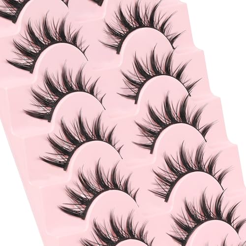 Manga Cat Eye False Eyelashes - 7 Pairs, 9-14mm Spiky Lashes