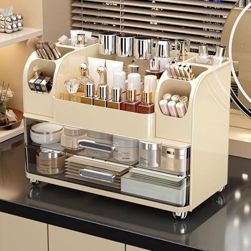 Makeup Organizer with Drawers - Elegant Vanity Storage Case