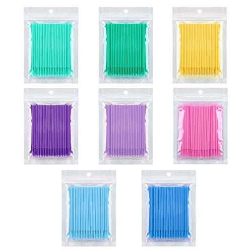Tbestmax 800PCS Disposable Micro Brushes Applicator Set - 8 Color Variations for Eyelash Extensions & Makeup
