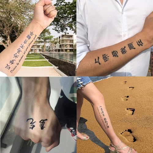 Tattoo Chinese 130+,Realistic and Elegant Temporary Tattoos of Chinese Characters, Fake Tattoo of Letters Waterproof and Long-Lasting Christmas Gift