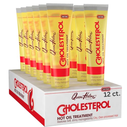Queen Helene Cholesterol Hot Oil Treatment for Dry, Over-Processed Hair, Restores Soft, Shiny Manageability,1 FL OZ Tube - 12 Count