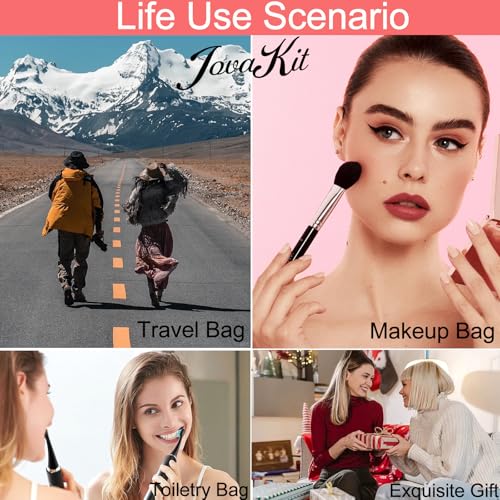 JOVAKIT Clear Makeup Bag Square Portable Silicone Travel Cosmetic Bag for Women, Transparent Toiletry Bags, Gifts for Women Make Up Pouch Car Organizer Case with Zippers for Essentials (Black)