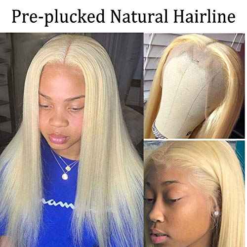 T-part Blonde Human Hair Wigs Human Hair Pre Plucked 13x4x1 T-Part Straight Lace Front Wigs with Baby Hair 150% Density Brazilian Blonde Human Hair Wigs for Black Women Swiss Lace 12''