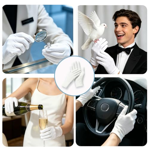 White Cotton Moisturizing Gloves for Dry Hands & Eczema - 15 Pairs