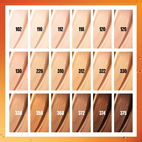 Maybelline Super Stay Up to 24HR Skin Tint, Radiant Light-to-Medium Coverage Foundation, Makeup Infused With Vitamin C, 375, 1 Count