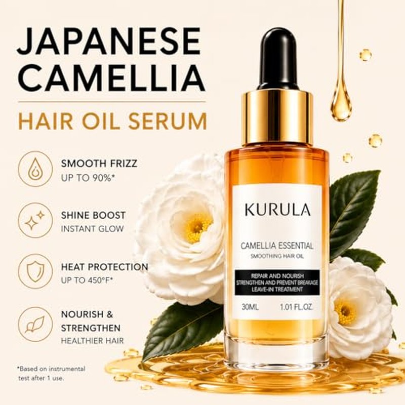 Kurula Japanese Camellia Hair Oil Serum - 30ml for Frizz Control