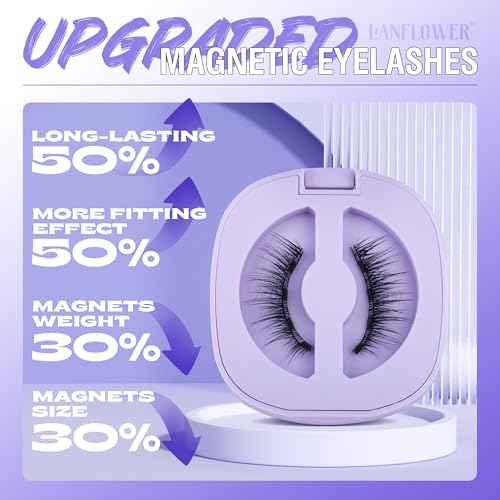 Lanflower Magnetic Eyelashes with Applicator Natural Magnetic Lashes Wispy False Eyelashes with Magnets Fairy Eyelashes No Need Glue Manga Lashes