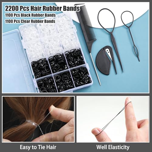 2200 Elastic Hair Bands with Styling Tools & Organizer Box