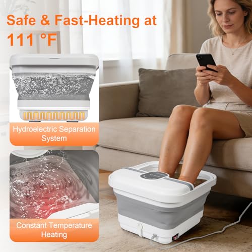 Collapsible Foot Spa Bath Massager with Heat & Bubble Jets