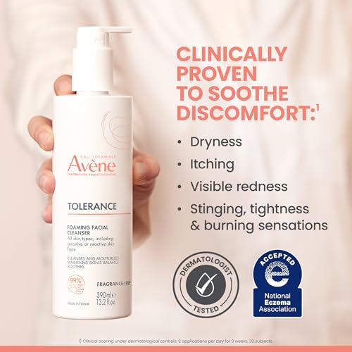 Av?ne Tolerance Daily Foaming Facial Cleanser, For All Skin Types Including Sensitive, Reactive Skin, Glycerin & Niacinamide Daily Use Face Wash, Fragrance-Free, Dermatologist Tested, Non-Comedogenic