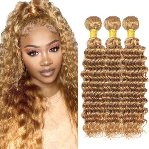 Honey Blonde Deep Wave Bundles - 3 Pack #27 Virgin Human Hair
