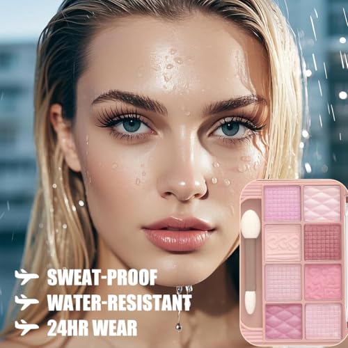 K'APEINE Light Pink 8-Color Eyeshadow Palette with Dual Brush