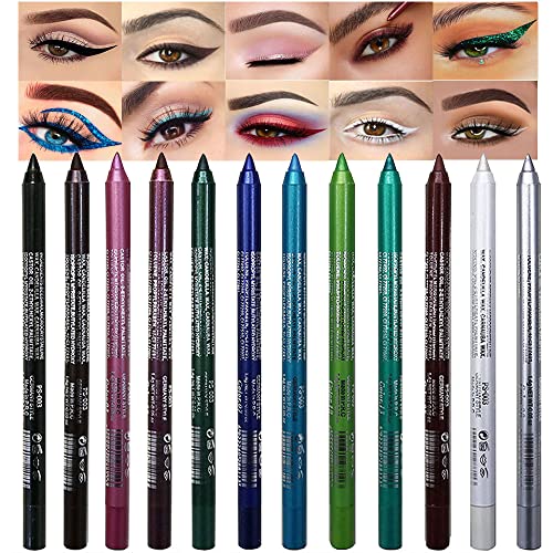 Kaely 25-Color Glitter Eyeliner Pencil Set, Waterproof & Long-Lasting