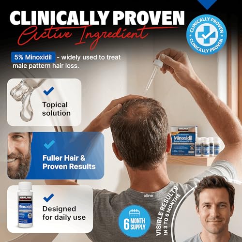 Kirkland Minoxidil 5% Men's Hair Regrowth Treatment, 6-Month Supply
