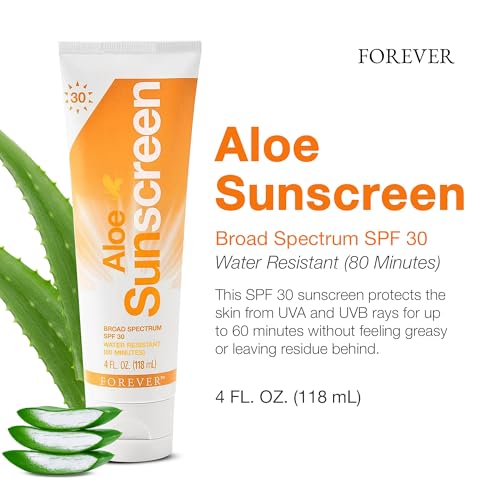 Forever Living - Aloe Sunscreen SPF 30 - with Aloe Vera, Water-Resistant Broad Spectrum UVA and UVB Defense, 4 fl oz (Pack of 2)