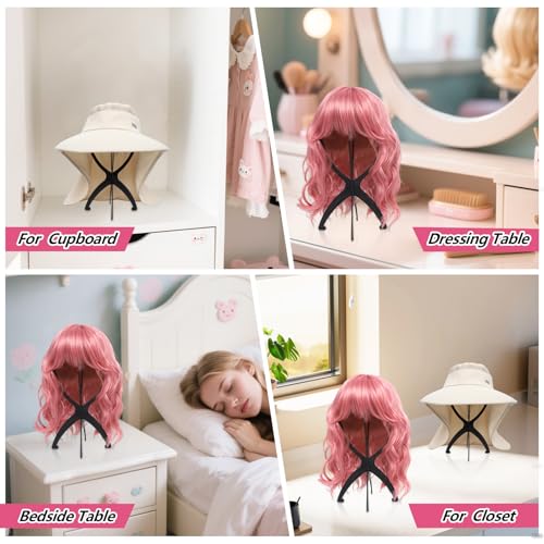 Portable Wig Stand Holder 2 Pack, Collapsible Tripod for Wigs and Drying
