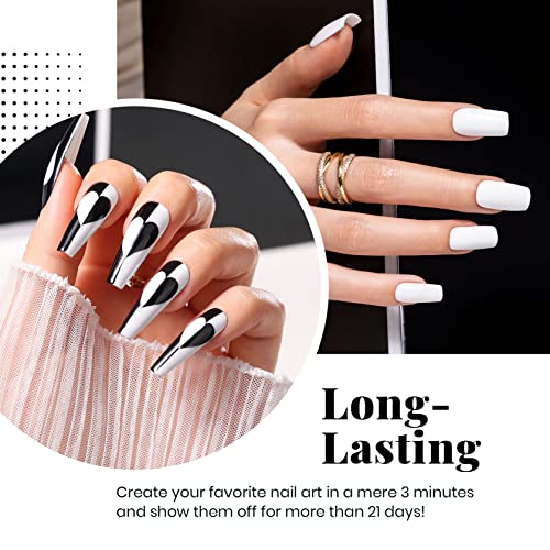 Beetles Gel Nail Polish Kit- 2 Pcs 15ml Black And White Gel Polish Black Gel Nail Polish Black Nail Polish Soak Off Led Gel Polish Nail Art Manicure Salon Diy at Home