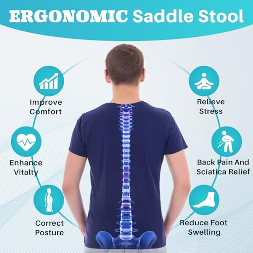YEEZEE Ergonomic Saddle Stool with Thick Padding & Wheels