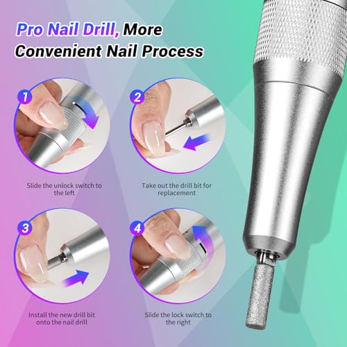Professional Electric Nail Drill 45000RPM with 6 Bits & Bands