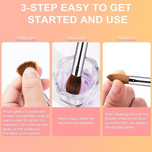 KEMEISI Acrylic Nail Brush Size 14, 100% Pure Kolinsky Nail Art Brushes for Acrylic Application, Sturdy Handle Oval Shaped Acrylic Powder Nail Design Tools for Professional Manicure DIY