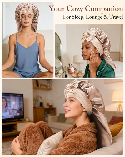 Double Layer Satin Sleep Bonnet for Long Hair & Braids