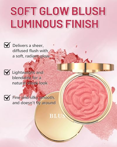 Peach Pink Blush Palette - Silky Shimmer Glow for Cheeks