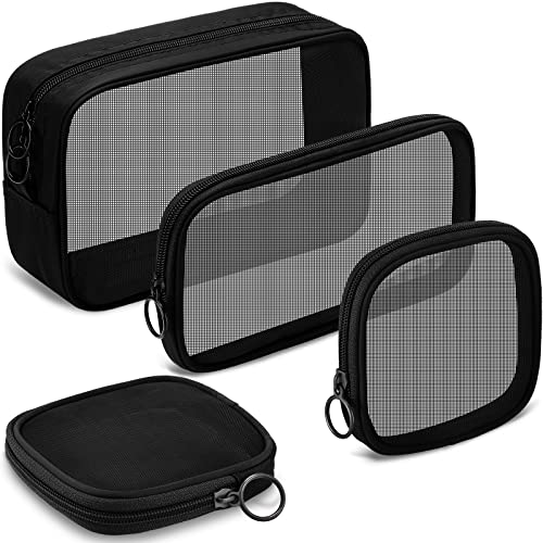 Weewooday 4-Pack Mesh Makeup Bags with Zipper – Travel Toiletry Organizer