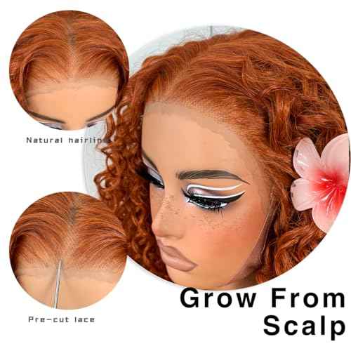 Glueless Ginger Curly Wig Pre-Plucked Wear And Go Synthetic HD Lace Front Wig 13x6 Layered Afro Curly Wig For Beginners 18 Inch