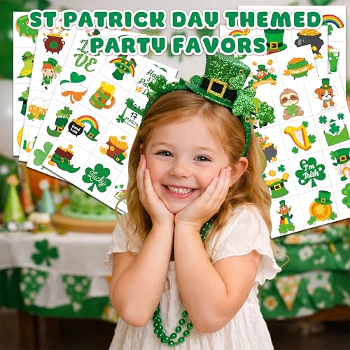 96 PCS St Patrick's Day Shamrock Temporary Tattoos for Kids