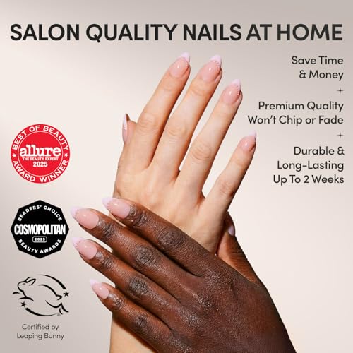 Glamnetic Pink Me Up Press On Nails - Short Almond with 3D Pearls