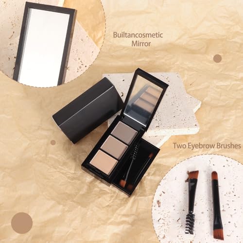 Eyebrow Powder Kit with Brush - 3 Color Brow Palette