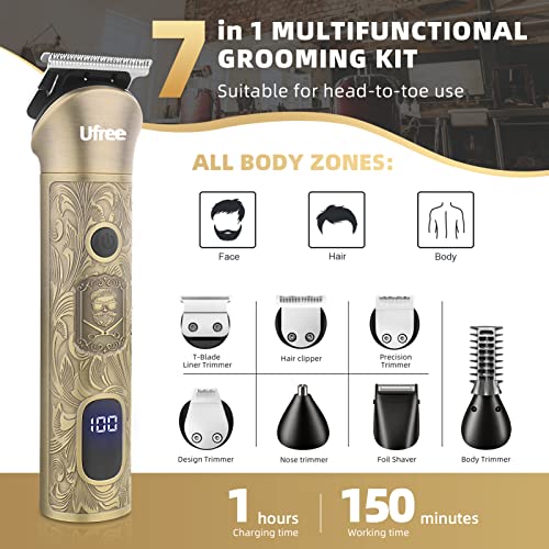 Ufree 7-in-1 Beard Trimmer Kit for Men with Adjustable Comb