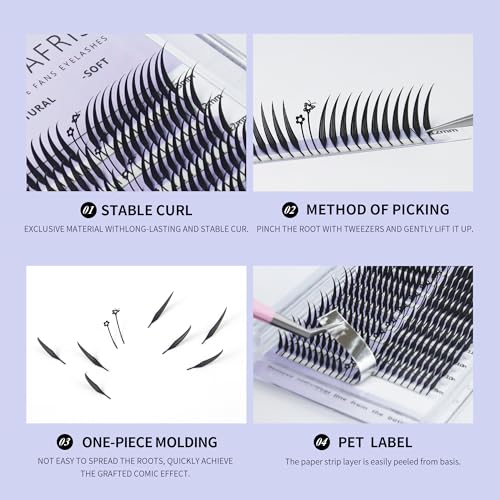 Premade Anime Eyelash Extensions - Fox Style, 0.07D, 9-13mm