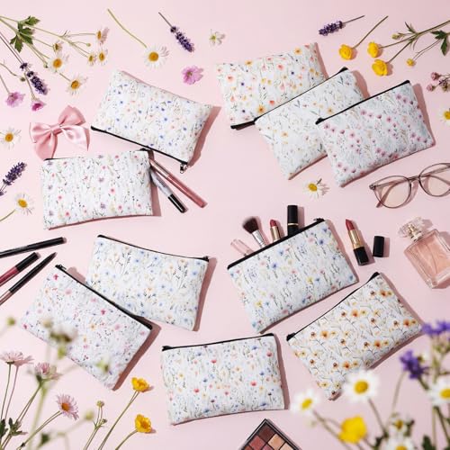 Reginary 20-Piece Floral Makeup Bags, 7x4.3 Inch Canvas Cosmetic Pouches