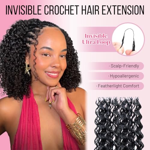 Feather Crochet Hair Extensions 14 Inch Deep Wave Synthetic