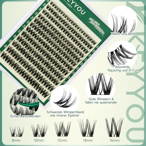 KEYYOU Flora D Curl Lash Clusters 8-18mm Mixed 132pcs
