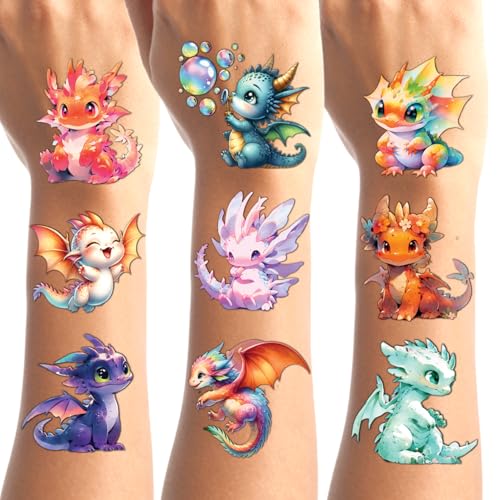 Temporary Tattoos Dragons - 30 Sheets (60+ Designs)
