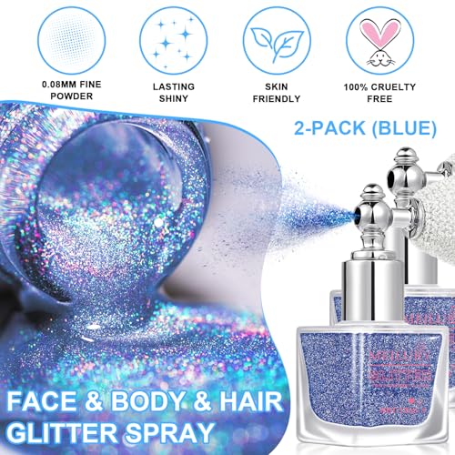 Holographic Glitter Spray Powder – Hair & Body Shimmer (2 Pack)