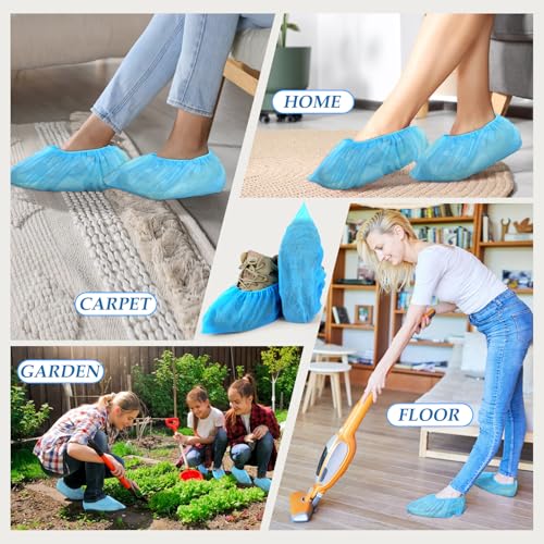 Disposable Slippers for Guest 36 Pairs Velvet Slippers and 400 Pieces Disposable Non Slip Thick Extra Long Shoe Covers for Indoor Outdoor Use