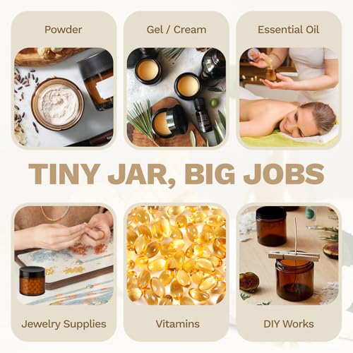 36 Pack 4 oz Amber Glass Jars with Lids | Extra-Thick