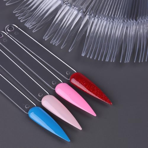 150 Pcs Nail Swatch Sticks with Ring - Stiletto Tips