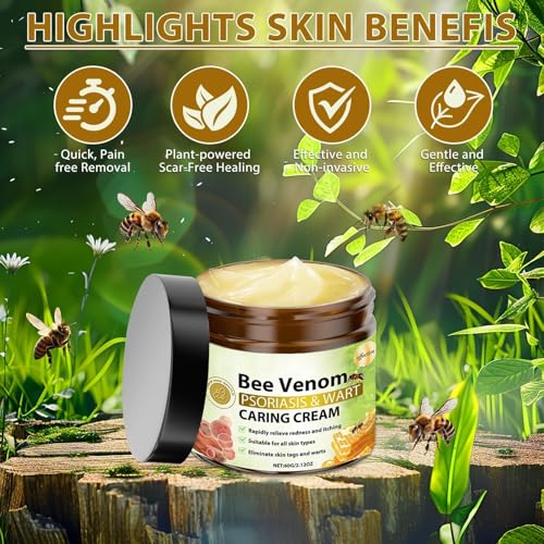 Bee Venom Skin Treatment Cream, Bee Venom Cream for Women and Men, Natural Bee Venom for All Skin Types, 2.12 OZ