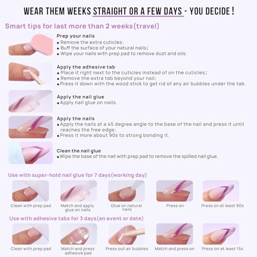 BTArtbox Press On Nails Short - Soft Gel Press on Nails Short Oval Nails Pink Fake Nail with Nail Glue, Fit Perfectly, Reusable Glue On Nails in 16 Sizes, Cora