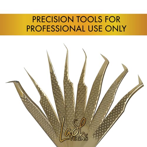 Slim Curved Bootie Tweezer - Diamond Grip Lash Tweezers for Eyelash Extensions - Fiber Tip Lash Tweezers for Classic & Volume Lash Extensions ? Gold